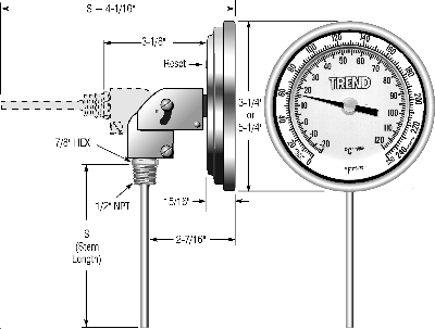 adjustable angle bimetal thermometer